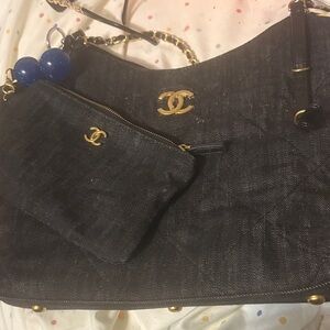 Chanel Black Shoulder Bag with Gold Accents